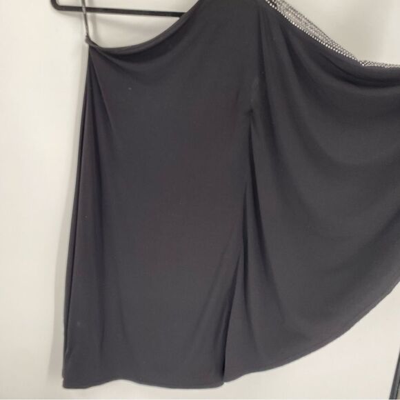 Allen B Women’s One Shoulder Mini Black Bat Sleeve Dress size XS - Picture 3 of 6